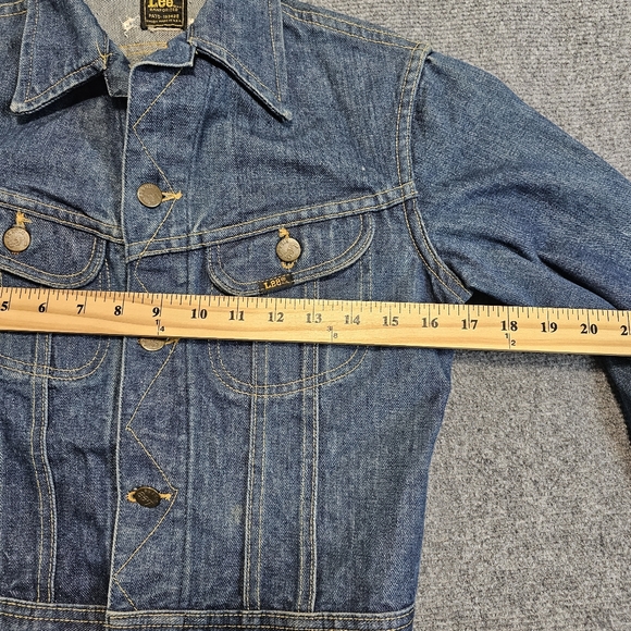 VTG 70s Lee Riders Blue Denim Jean Jacket Womens Cropped S USA RARE Sanforized - Picture 9 of 14